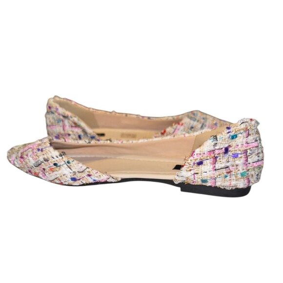 Colorful Tweed Pointed-Toe Flats For Women Fashion Brand Multicolor Slip-On - Picture 2 of 5